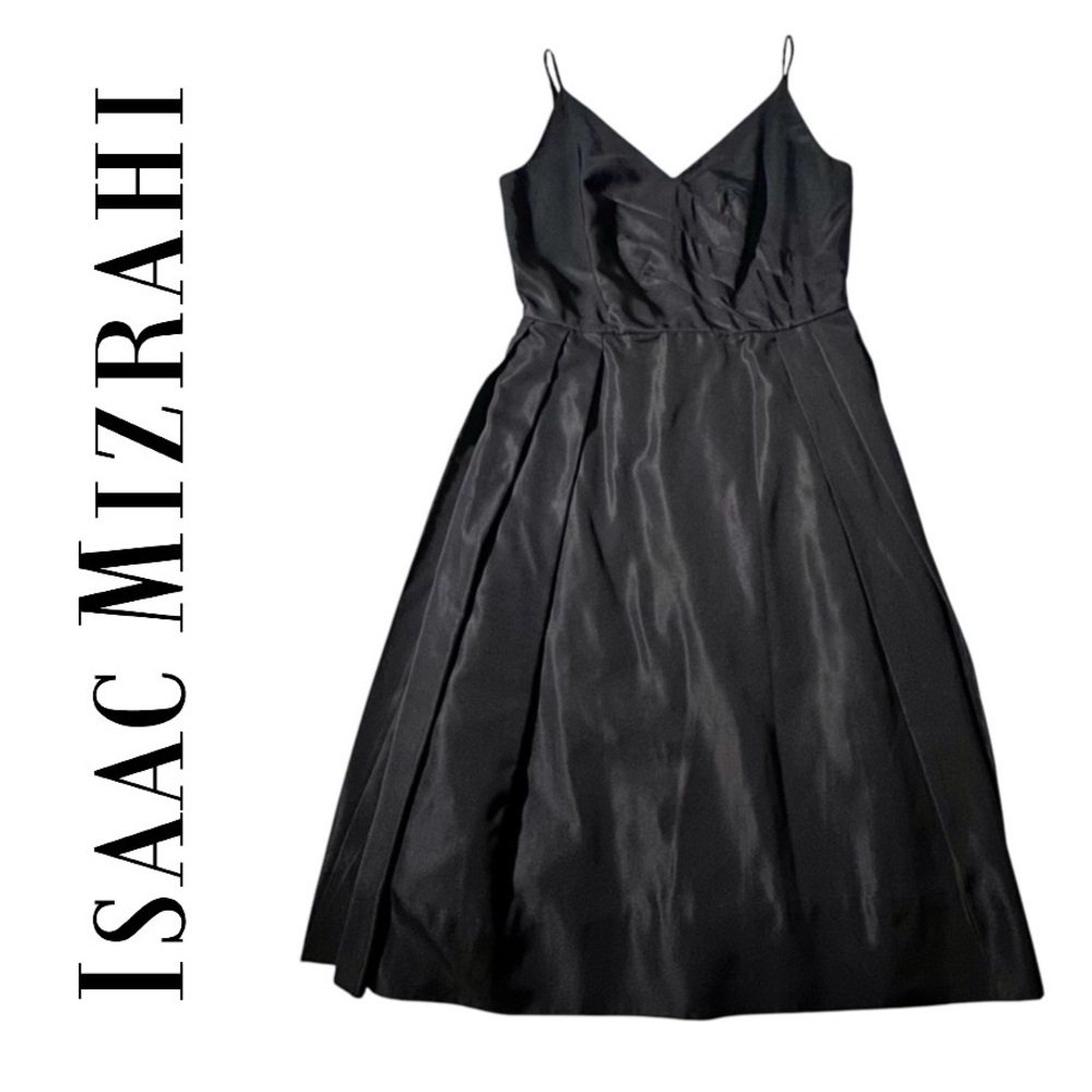 ISAAC MIZRAHI Silk Black Party Dress Semi-Formal Tulle Lined Pleats Women’s 4